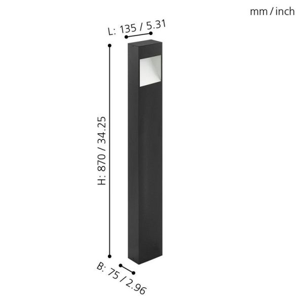 Poste Exterior LED 10W 87cm MANFRIA 1100lm 3000K IP44 | LeonLeds