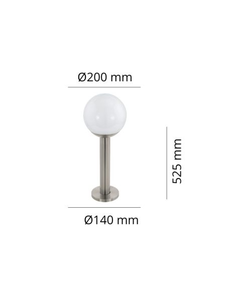 Balise d'Extérieur Boule NISIA-Z 53cm Connecté 9W 806lm IP44 | LéonLeds