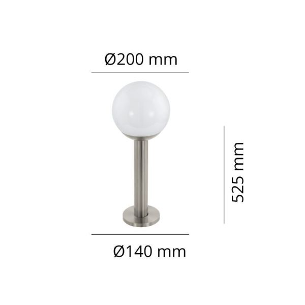 Bola de farol exterior NISIA-Z 53cm conectada 9W 806lm IP44 | LeonLeds