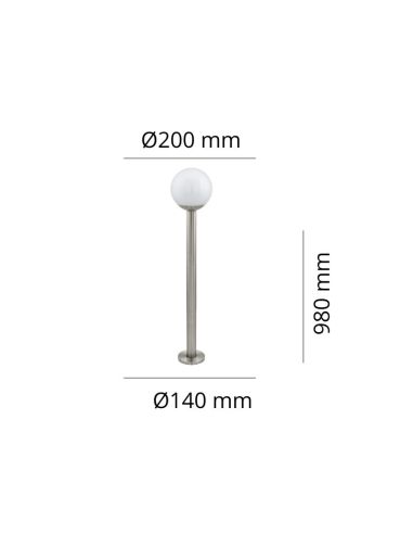 Poteau Extérieur NISIA-Z Boule Connectée 9W 806lm IP44 | LéonLeds