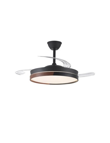 Ventilador de Techo LED con aspas retráctiles ECORO Negro 45W 4400Lm CCT