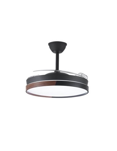 Ventilateur de Plafond LED à pales rétractables ECORO Noir 45W 4400Lm CCT