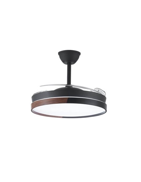 Ventilateur de Plafond LED à pales rétractables ECORO Noir 45W 4400Lm CCT