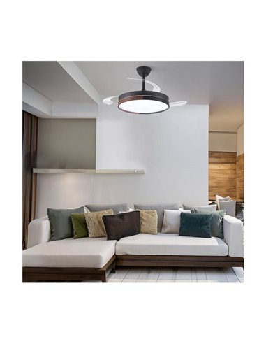 Ventilador de teto LED com lâminas retráteis ECORO Preto 45W 4400Lm CCT