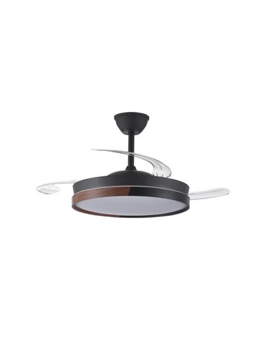 Ventilateur de Plafond LED à pales rétractables ECORO Noir 45W 4400Lm CCT