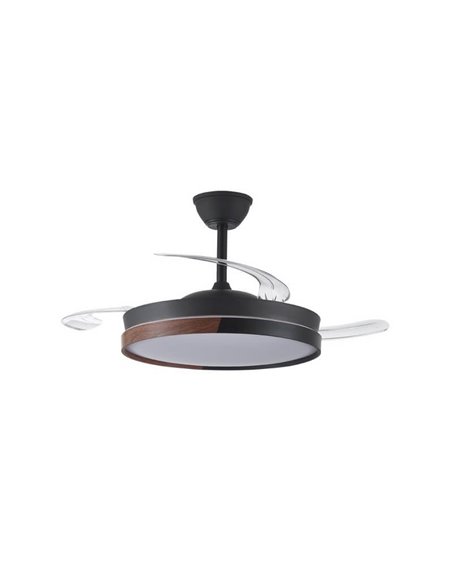 Ventilateur de Plafond LED à pales rétractables ECORO Noir 45W 4400Lm CCT