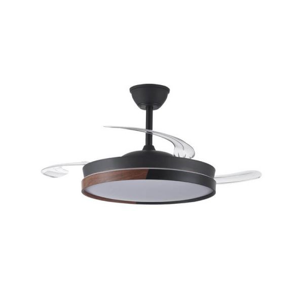 Ventilador de Techo LED con aspas retráctiles ECORO Negro 45W 4400Lm CCT