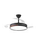Ventilador de teto LED com lâminas retráteis ECORO Preto 45W 4400Lm CCT