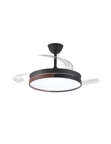 Ventilador de teto LED com lâminas retráteis ECORO Preto 45W 4400Lm CCT