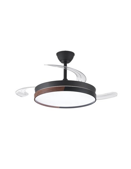 Ventilador de Techo LED con aspas retráctiles ECORO Negro 45W 4400Lm CCT