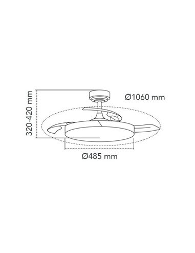 Ventilador de Teto LED Lâminas Retráteis ECORO Branco/Madeira 45W 4400Lm CCT