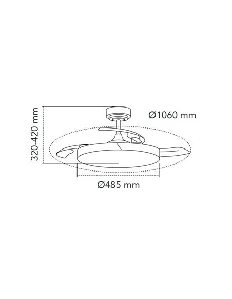 Ventilador LED de Techo aspas retráctiles ECORO Blanco/Madera 45W 4400Lm CCT
