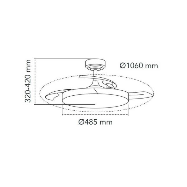 Ventilador LED de Techo aspas retráctiles ECORO Blanco/Madera 45W 4400Lm CCT