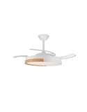 Ventilador LED de Techo aspas retráctiles ECORO Blanco/Madera 45W 4400Lm CCT