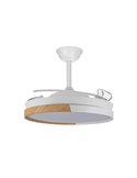 Ventilador LED de Techo aspas retráctiles ECORO Blanco/Madera 45W 4400Lm CCT