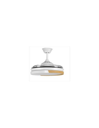 Ventilador LED de Techo aspas retráctiles ECORO Blanco/Madera 45W 4400Lm CCT
