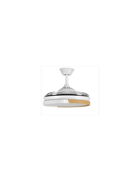 Ventilador LED de Techo aspas retráctiles ECORO Blanco/Madera 45W 4400Lm CCT
