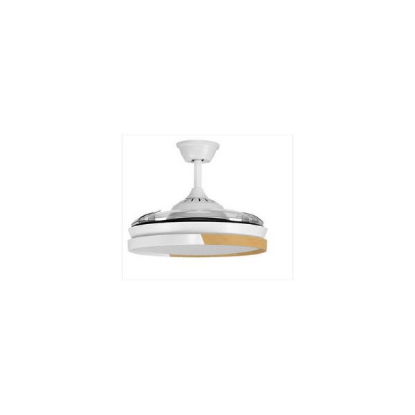 Ventilador LED de Techo aspas retráctiles ECORO Blanco/Madera 45W 4400Lm CCT