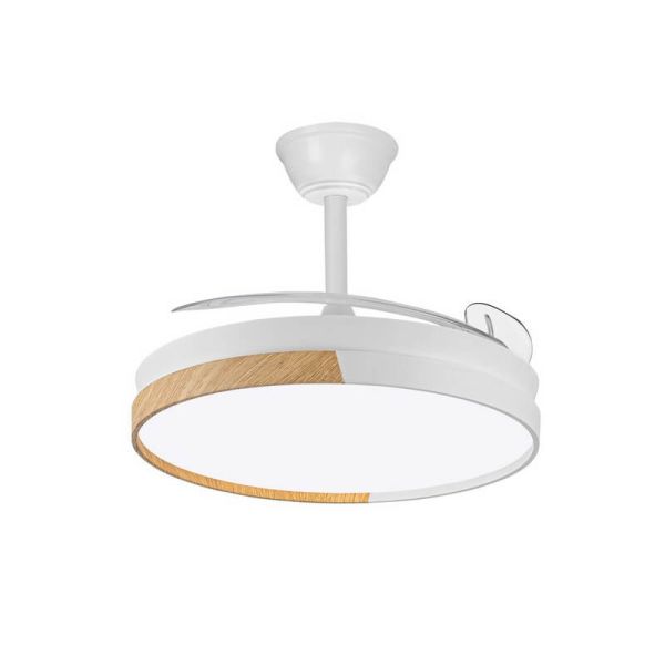 Ventilador LED de Techo aspas retráctiles ECORO Blanco/Madera 45W 4400Lm CCT