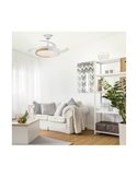 Ventilador LED de Techo aspas retráctiles ECORO Blanco/Madera 45W 4400Lm CCT