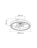 Ventilador Plafón LED DINIROT Negro 50W 4800Lm 3 CCT Dim  (3000/4000/6000K) Dim