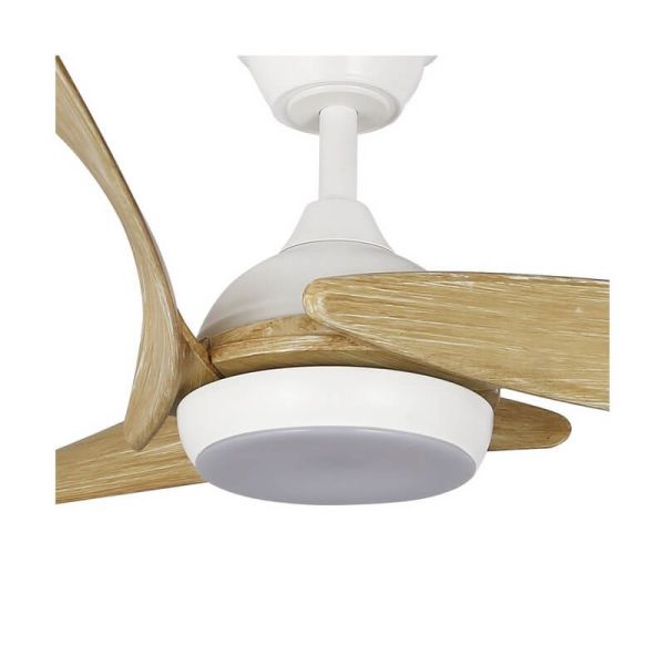 ELAGANTE ENNA Ventilador de Teto Branco LED com Lâminas de Madeira 24W 2400Lm CCT Dim