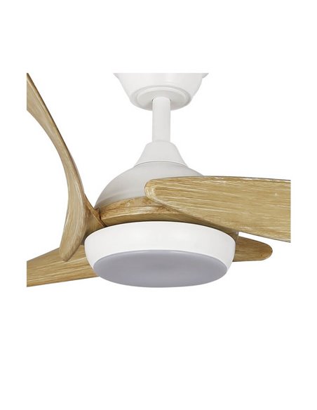 Ventilador LED de techo elagante ENNA Blanco con aspas de madera 24W 2400Lm CCT Dim