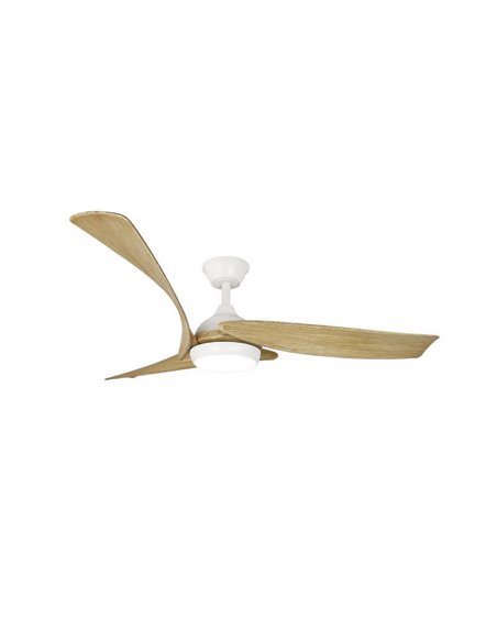 ELAGANTE ENNA Ventilador de Teto Branco LED com Lâminas de Madeira 24W 2400Lm CCT Dim