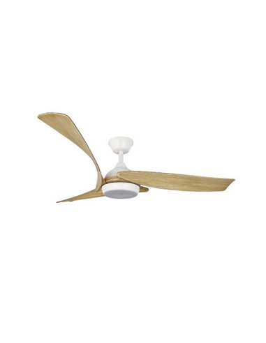 ELAGANTE ENNA Ventilador de Teto Branco LED com Lâminas de Madeira 24W 2400Lm CCT Dim