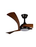 Elegante ventilador de teto LED ENNA Preto com lâminas de madeira escura 24W 2400Lm CCT Dim