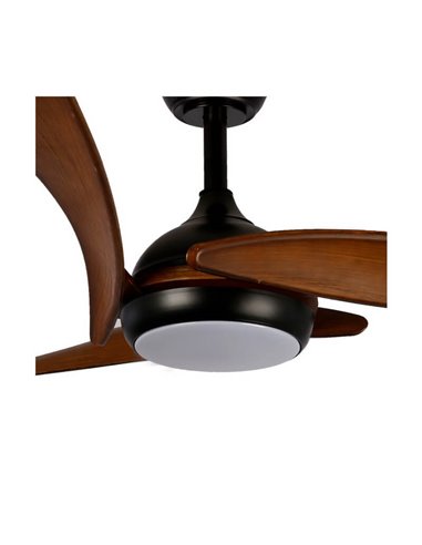Élégant ventilateur de plafond LED ENNA Noir avec pales en bois foncé 24W 2400Lm CCT Dim