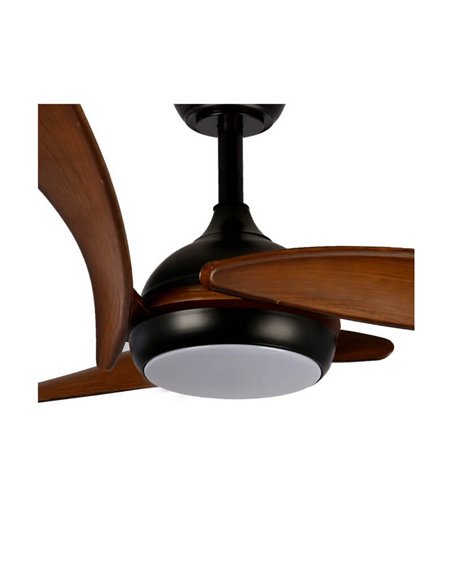 Elegante ventilador de teto LED ENNA Preto com lâminas de madeira escura 24W 2400Lm CCT Dim