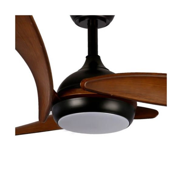 Elegante ventilador de teto LED ENNA Preto com lâminas de madeira escura 24W 2400Lm CCT Dim
