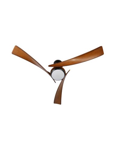 Elegante ventilador de teto LED ENNA Preto com lâminas de madeira escura 24W 2400Lm CCT Dim