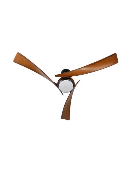 Élégant ventilateur de plafond LED ENNA Noir avec pales en bois foncé 24W 2400Lm CCT Dim