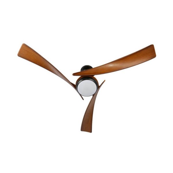 Ventilador de techo LED elegante ENNA Negro con aspas madera oscura 24W 2400Lm CCT Dim