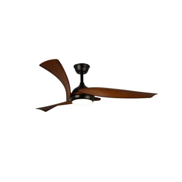 Elegante ventilador de teto LED ENNA Preto com lâminas de madeira escura 24W 2400Lm CCT Dim