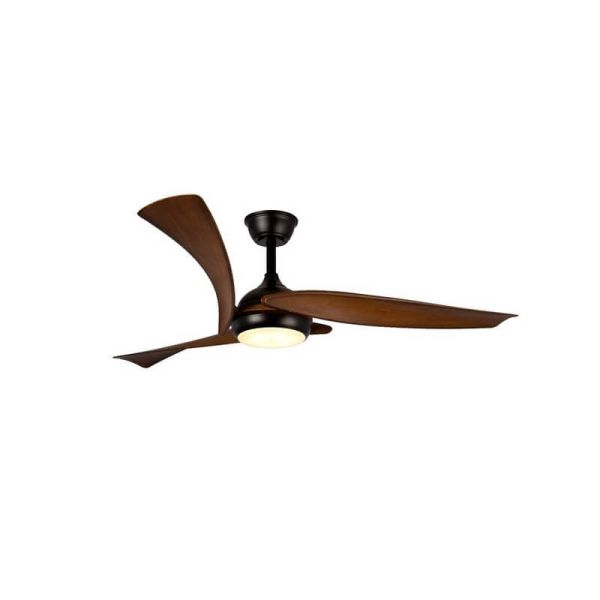 Ventilador de techo LED elegante ENNA Negro con aspas madera oscura 24W 2400Lm CCT Dim