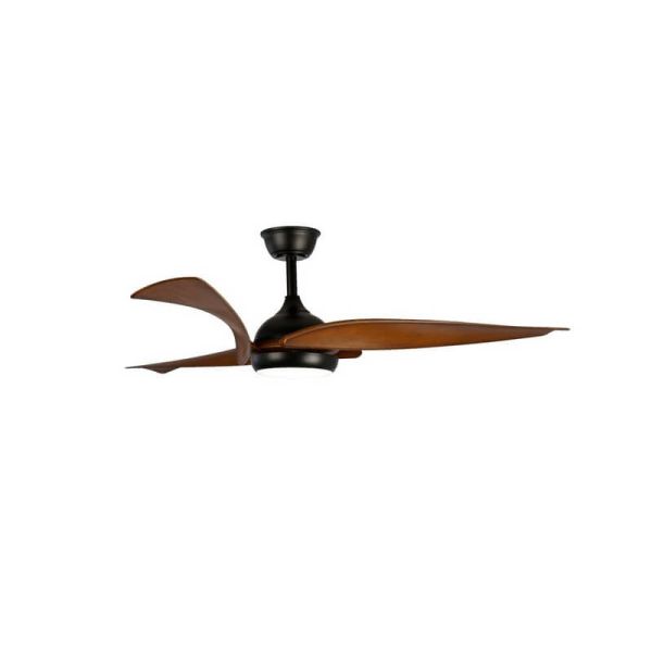 Elegante ventilador de teto LED ENNA Preto com lâminas de madeira escura 24W 2400Lm CCT Dim