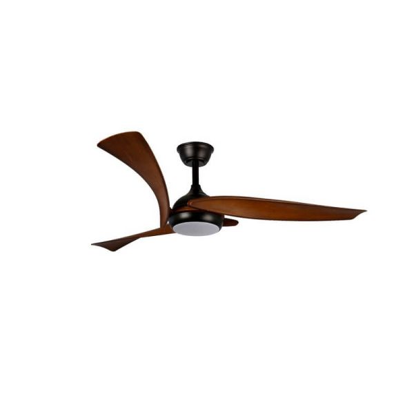 Elegante ventilador de teto LED ENNA Preto com lâminas de madeira escura 24W 2400Lm CCT Dim