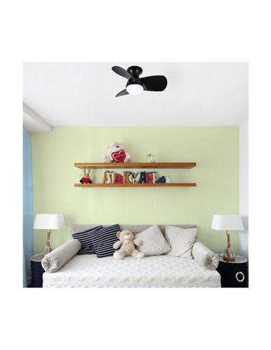 Ventilador pequeno LED EPONA Preto 20W 2000Lm CCT Dim com controle remoto