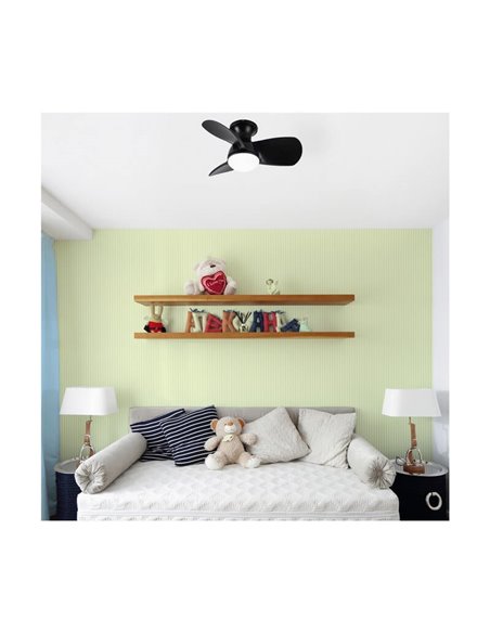 Ventilador LED pequeño EPONA Negro 20W 2000Lm CCT Dim con mando a distancia