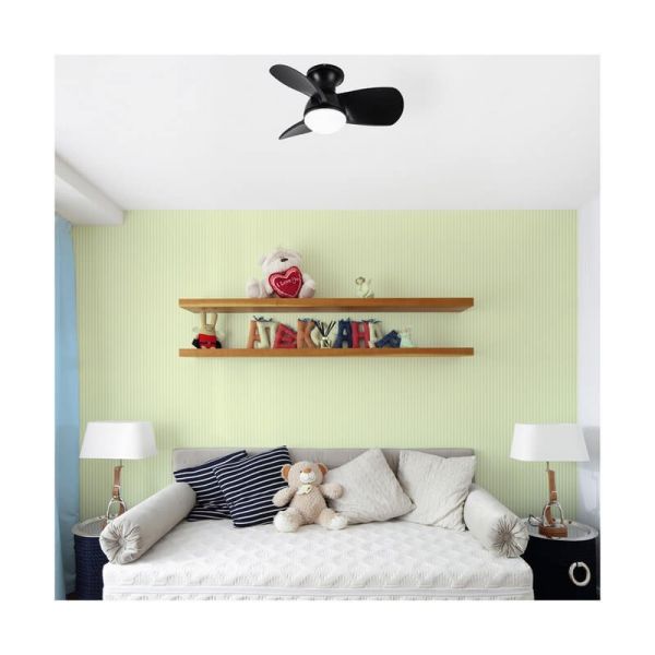 Ventilador LED pequeño EPONA Negro 20W 2000Lm CCT Dim con mando a distancia