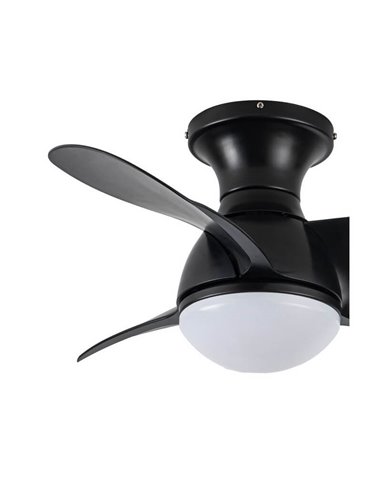 Ventilador LED pequeño EPONA Negro 20W 2000Lm CCT Dim con mando a distancia