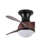 Ventilador de Techo LED pequeño EPONA Negro+Madera 20W 2000Lm CCT Dim con mando a distancia