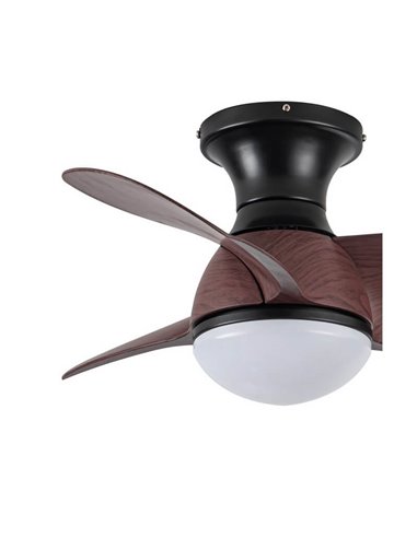 Ventilador de Techo LED pequeño EPONA Negro+Madera 20W 2000Lm CCT Dim con mando a distancia