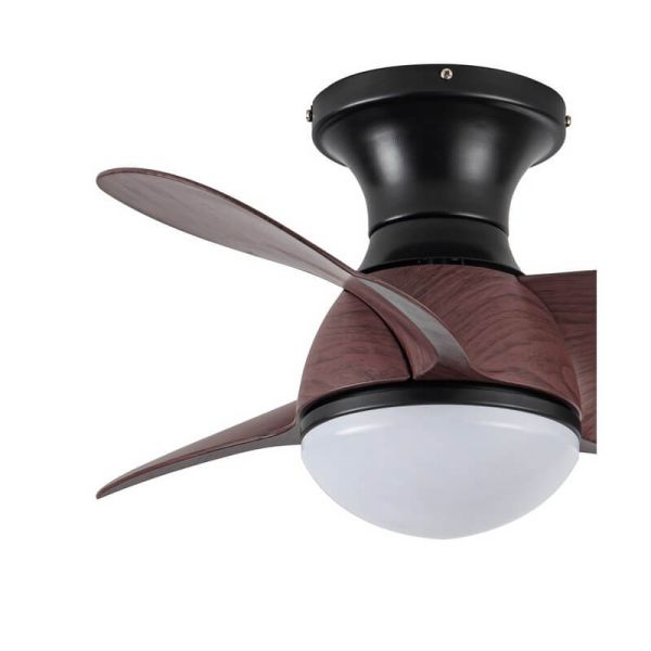 Ventilador de Techo LED pequeño EPONA Negro+Madera 20W 2000Lm CCT Dim con mando a distancia