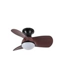 Ventilador de Techo LED pequeño EPONA Negro+Madera 20W 2000Lm CCT Dim con mando a distancia