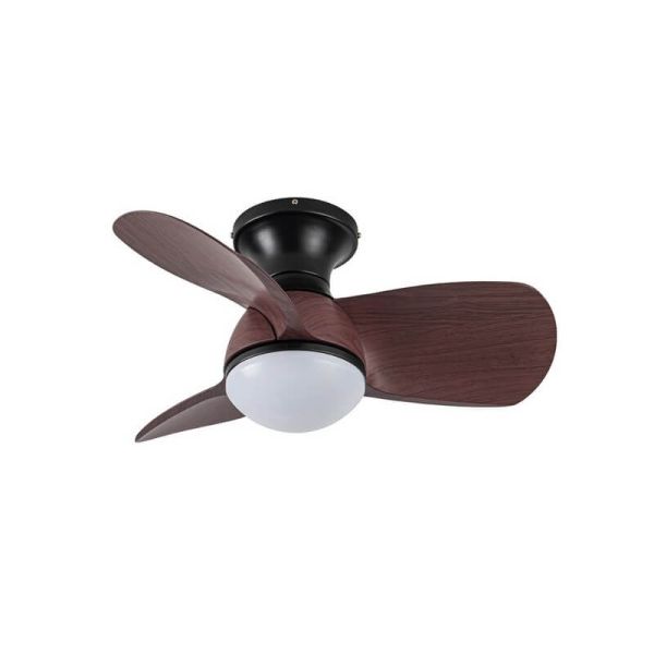 Ventilador de Techo LED pequeño EPONA Negro+Madera 20W 2000Lm CCT Dim con mando a distancia