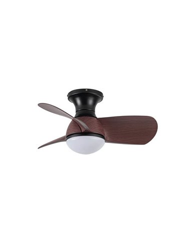Ventilador de Techo LED pequeño EPONA Negro+Madera 20W 2000Lm CCT Dim con mando a distancia